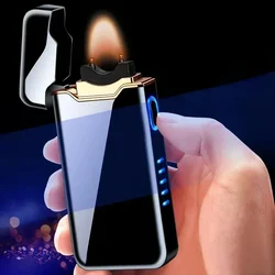 Windproof Electronic Metal USB Rechargeable Arc Lighter Battery Display Plasma High-Flame Lighters Lighter Smoking Accessories