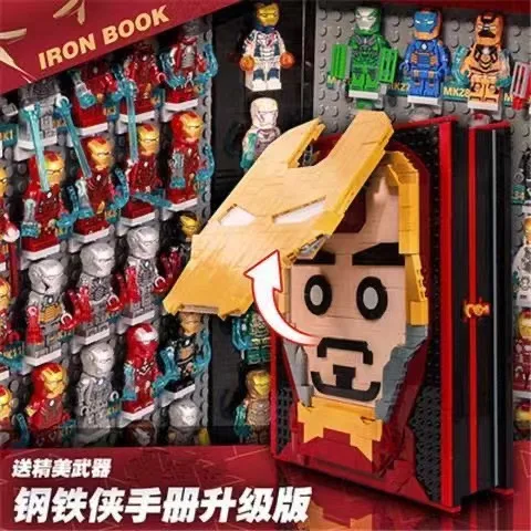 Marvel Iron Man Animation Personality Creative Assembled Building Block Book Doll Memorial Album Children's Toy Christmas Gift