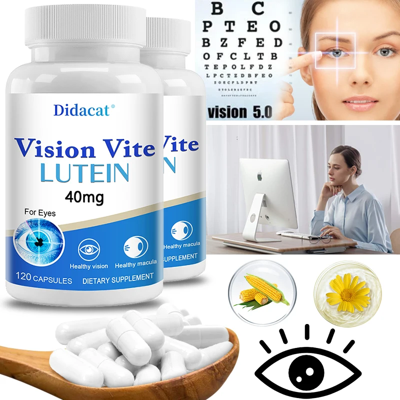 Lutein, Zeaxanthin Extract - Protects Eye Vision Health, Reduces Fatigue, Prevents Myopia and Blue Light Defense