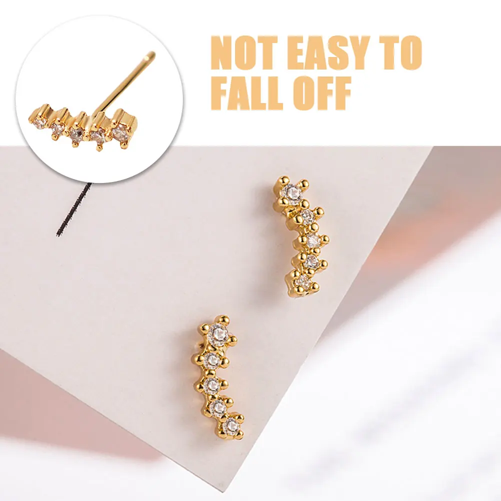 

Women Rhinestone Earrings Exquisite Stud Decorative Golden Plastic Jewelry Miss