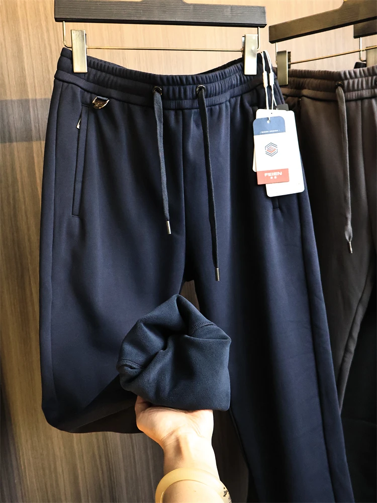 

Мужские однотонные теплые брюки Fce с прямыми штанинами, модные универсальные осенне-зимние удобные дышащие модные брюки