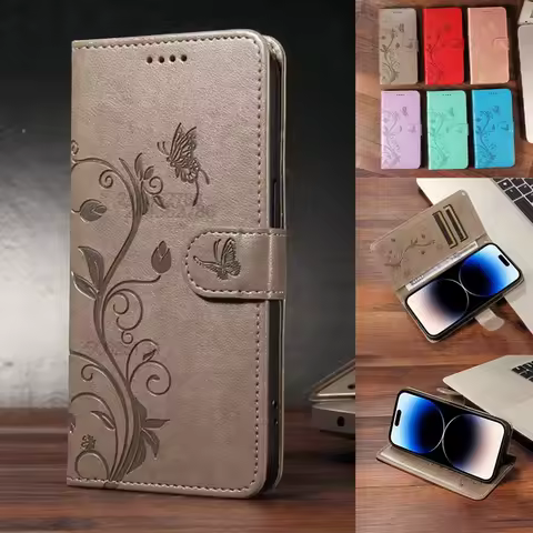 Fashion Butterfly Case For Samsung Galaxy S20 S21 S22 S23 S24 Ultra Plus FE 5G A50 A51 A52S A53 A54 A55 Leather Book Cover