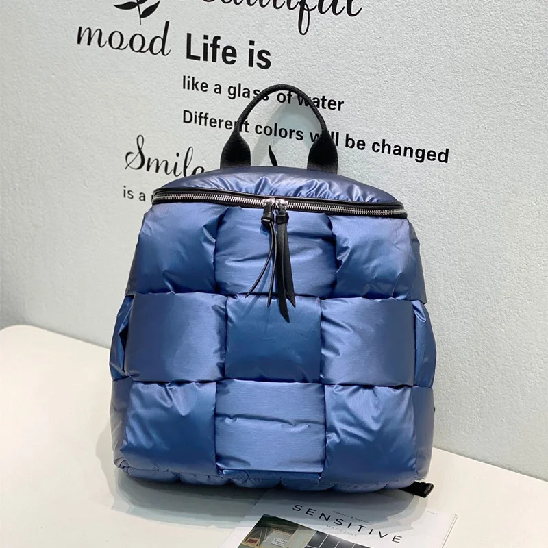 Mochila informal de algodón para mujer, bolso escolar de Color sólido, moda coreana, otoño e invierno, novedad de 2023