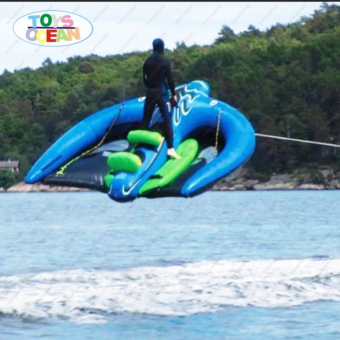 

3X3M Green Crazy Inflatable Flying Manta For Water Sport Game