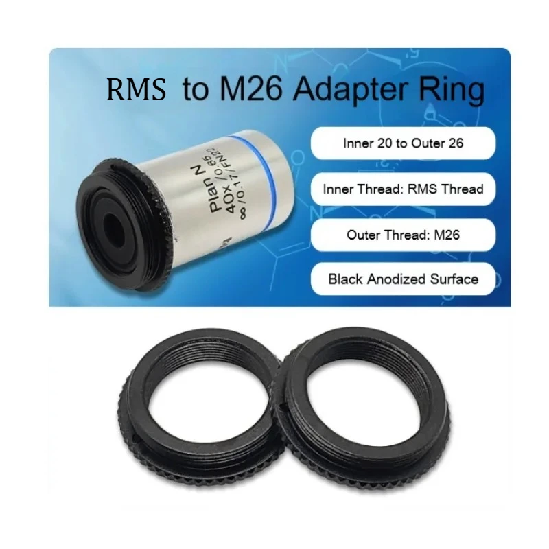 Anneau adaptateur d'objectif RMS vers M26, RMS vers M32, M26 vers M32, convertisseur de lentille de microscope, interface RMS, connecteur de conversion de filetage 20 mm