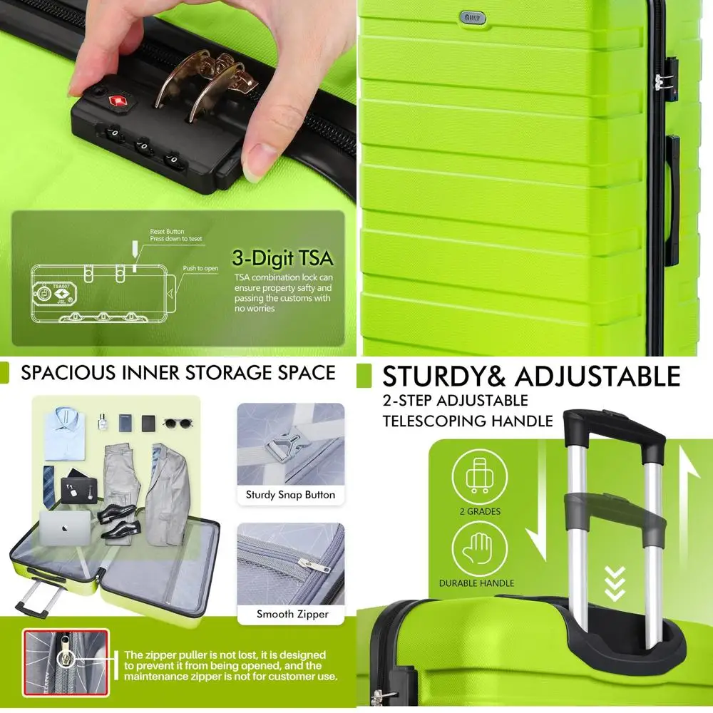 

Легкий твердый чемодан из АБС-пластика 30 с 4 вращающимися колесами и замком TSA, Apple Green