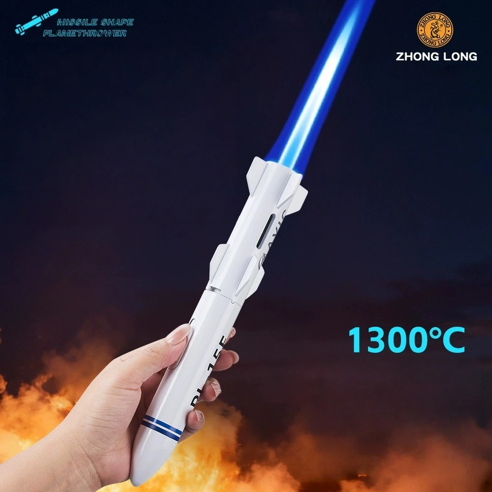 

New Personalized Model Rocket Inflatable Lighter High Beauty Direct Spray Blue Flame Outdoor Barbecue Camping Lighter