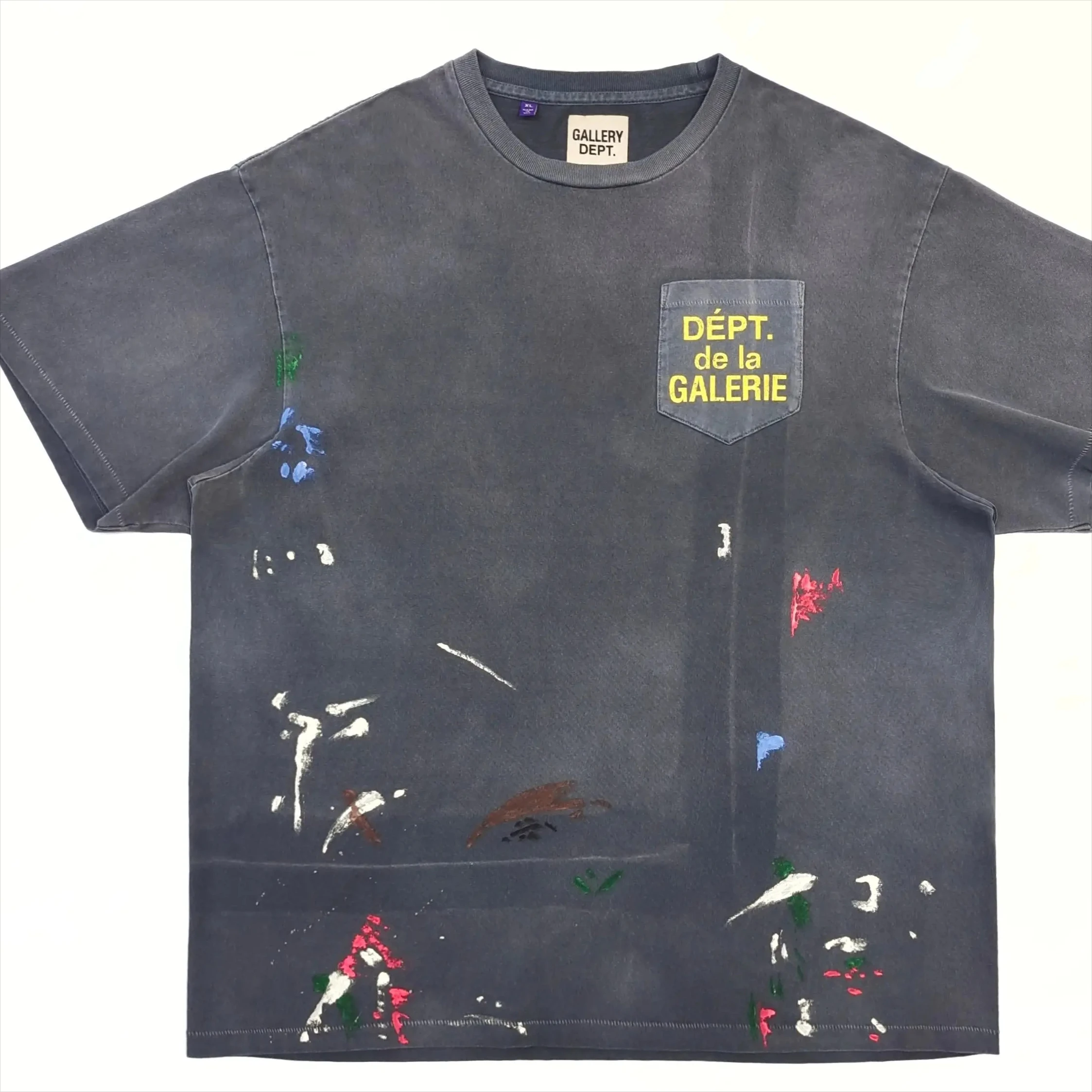 Gallery dept hand-painted splashed ink letter print short-sleeved T-shirt