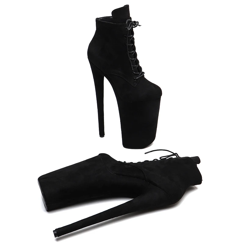 Leecabe  26CM/10inches ankle boots suede upper fashion platform High Heel Party stripper heel Pole Dance boots