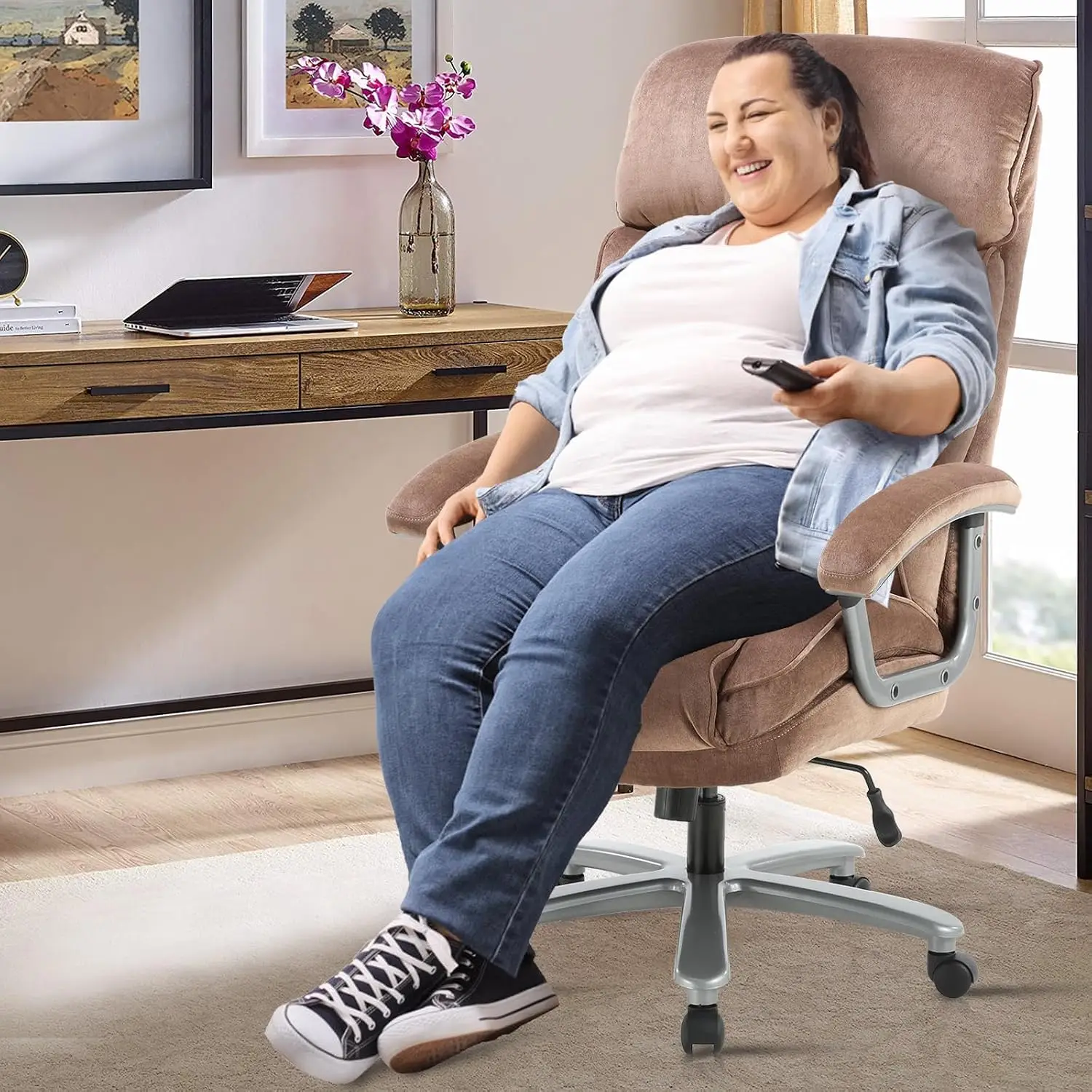 Big & Tall Executive Office Chair 800LBS Heavy Duty Ergonomic Cloth Desk Chair Padded Armrests High Back Fabric , Customized