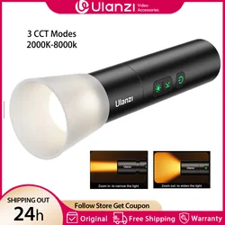 Ulanzi LM07 Videography Flashlight Bi-Color Dimmable Brightness Zoomable Light Photography Video Light for Outdoor