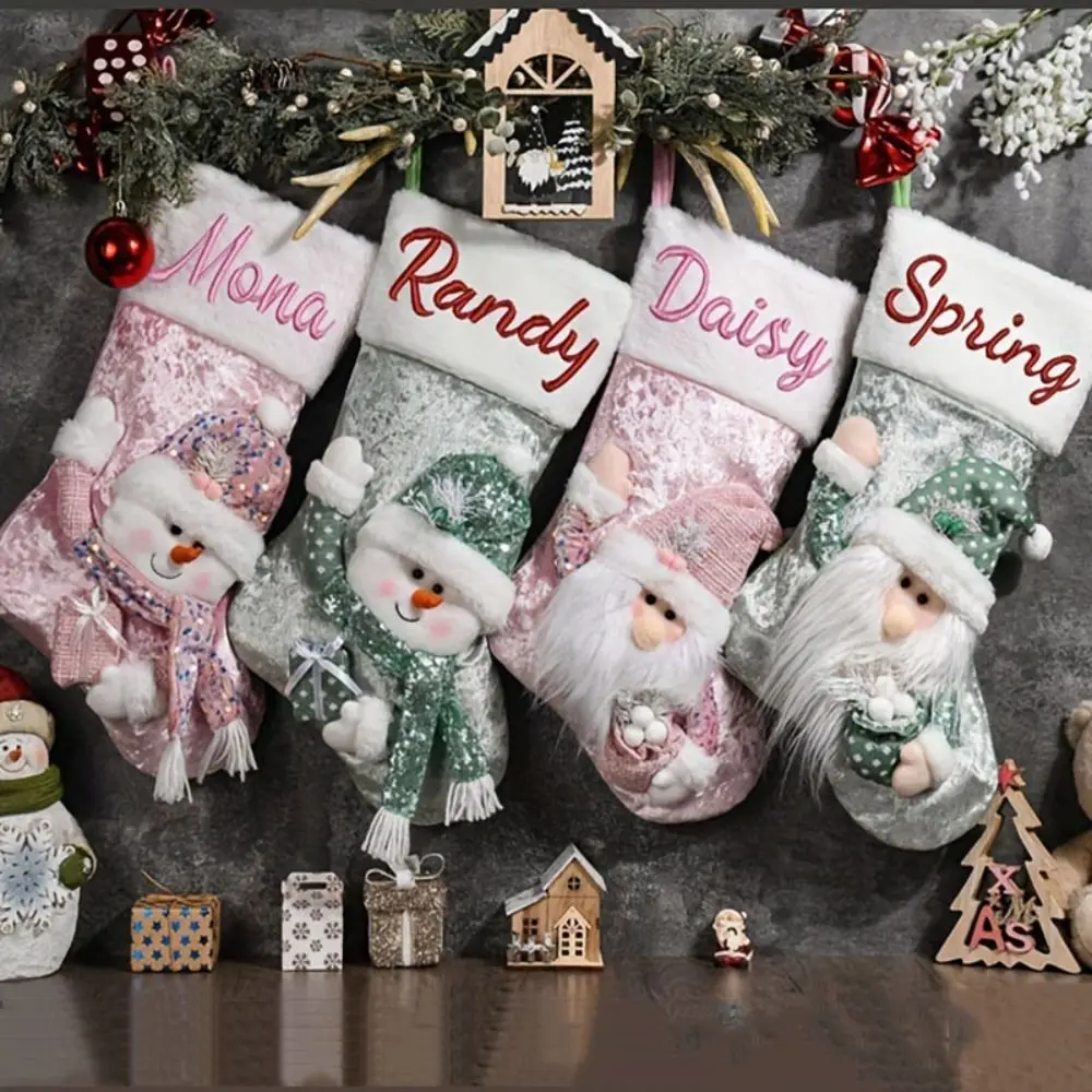 With Sequins Christmas Stockings 3D Large Capacity Christmas Gift Bag Santa/Snowman/Elk/Bear Christmas Tree Ornaments Fireplace