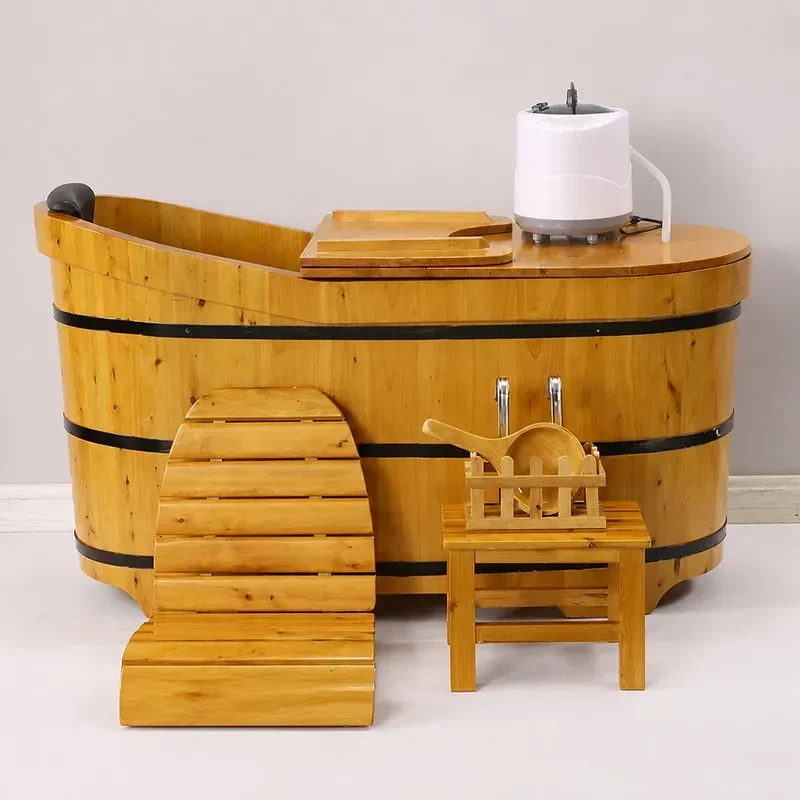 YAO Cedar Wood Bath Bucket for Adults Household Wooden Tub with Automatic Heating Function Large Capacity Soaking Barrel for Hom