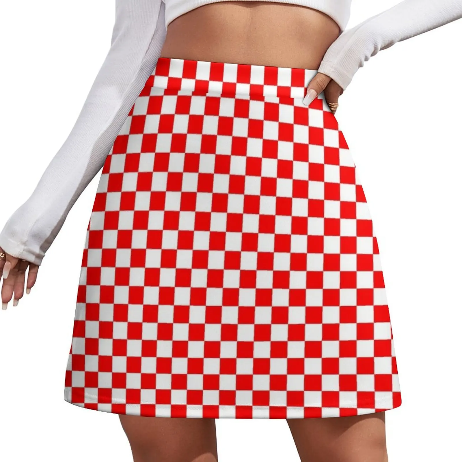 Red and White Checkered Checker Board Pattern Mini Skirt Short women′s skirts dress women summer Sexy mini skirt