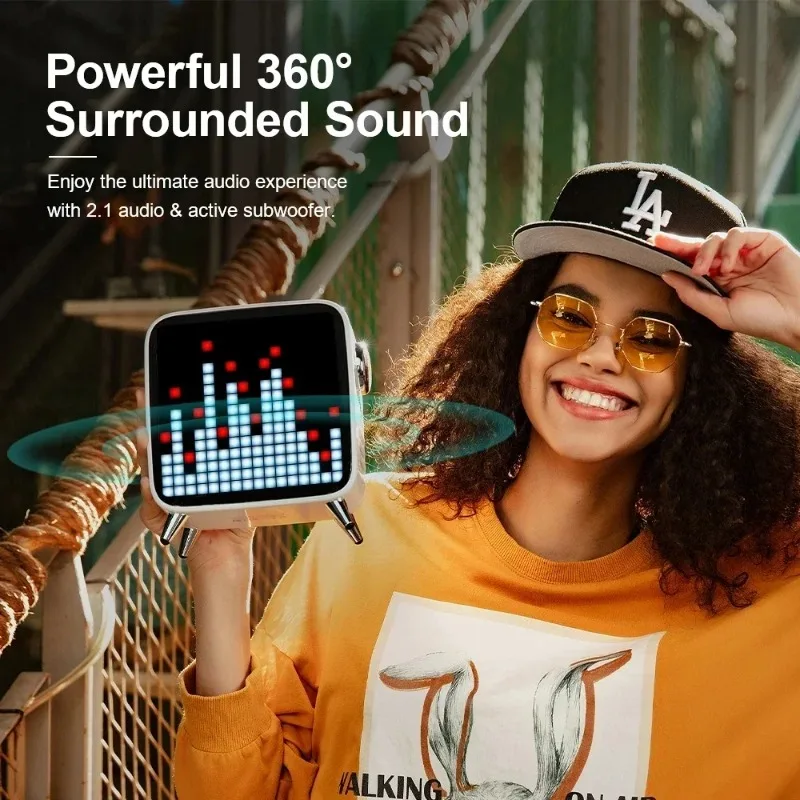 Divoom Tivoo Max Pixel Art Blue-tooth Wireless Speaker with 2.1 Audio System 40W Output Heavy Bass App Control for IOS & Android