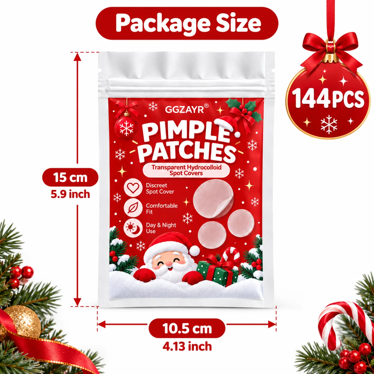 144PCS Transparent Hydrocolloid Pimple Patches, Round Face Spot Cover Stickers in Mixed Sizes for Daily Use