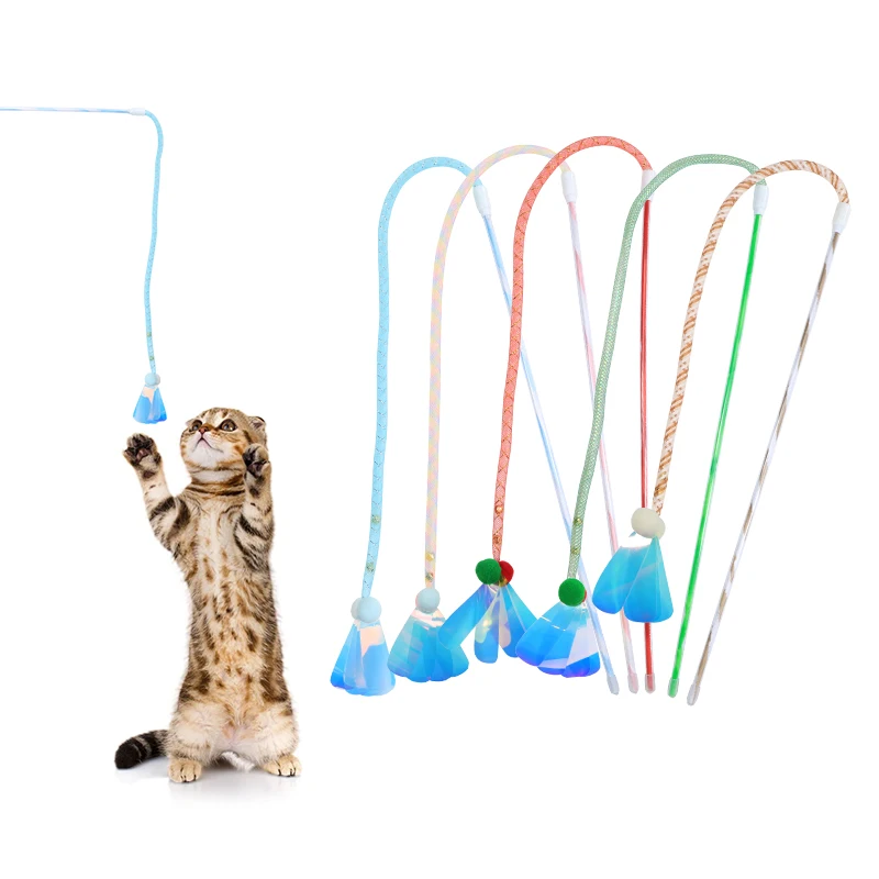 Cat toy Colored hose cat-teasing stick with built-in bell External Laser sequins interactive play pet supplies