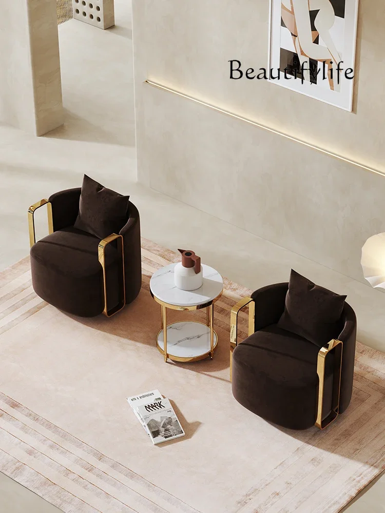 

Light Luxury Living Room Leisure Chair Simple Fashion Designer Single Armchair Couch Faux Leather