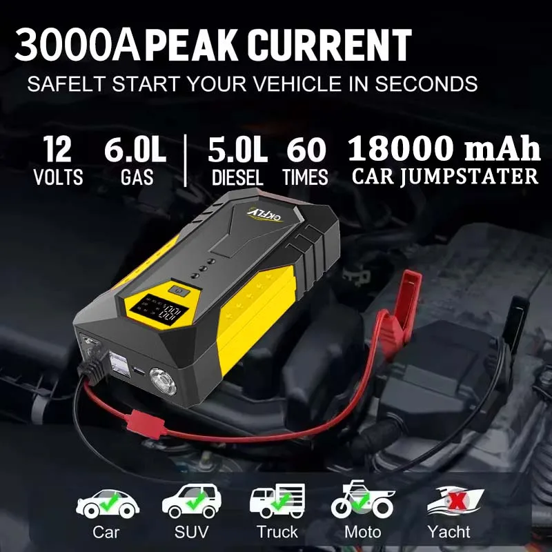 GKFLY الانتقال كاتب قوة البنك 3000A/4000A المحمولة بطارية السيارة كاتب ل 12 فولت سيارة الطوارئ الداعم كاتب بدء الجهاز #2