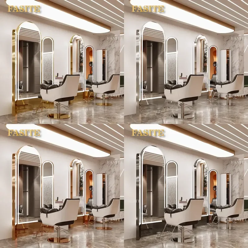 For Hair Triple Mirror Table High End Double Sided Barber Shop Floor Standing Hairdressing Mirror