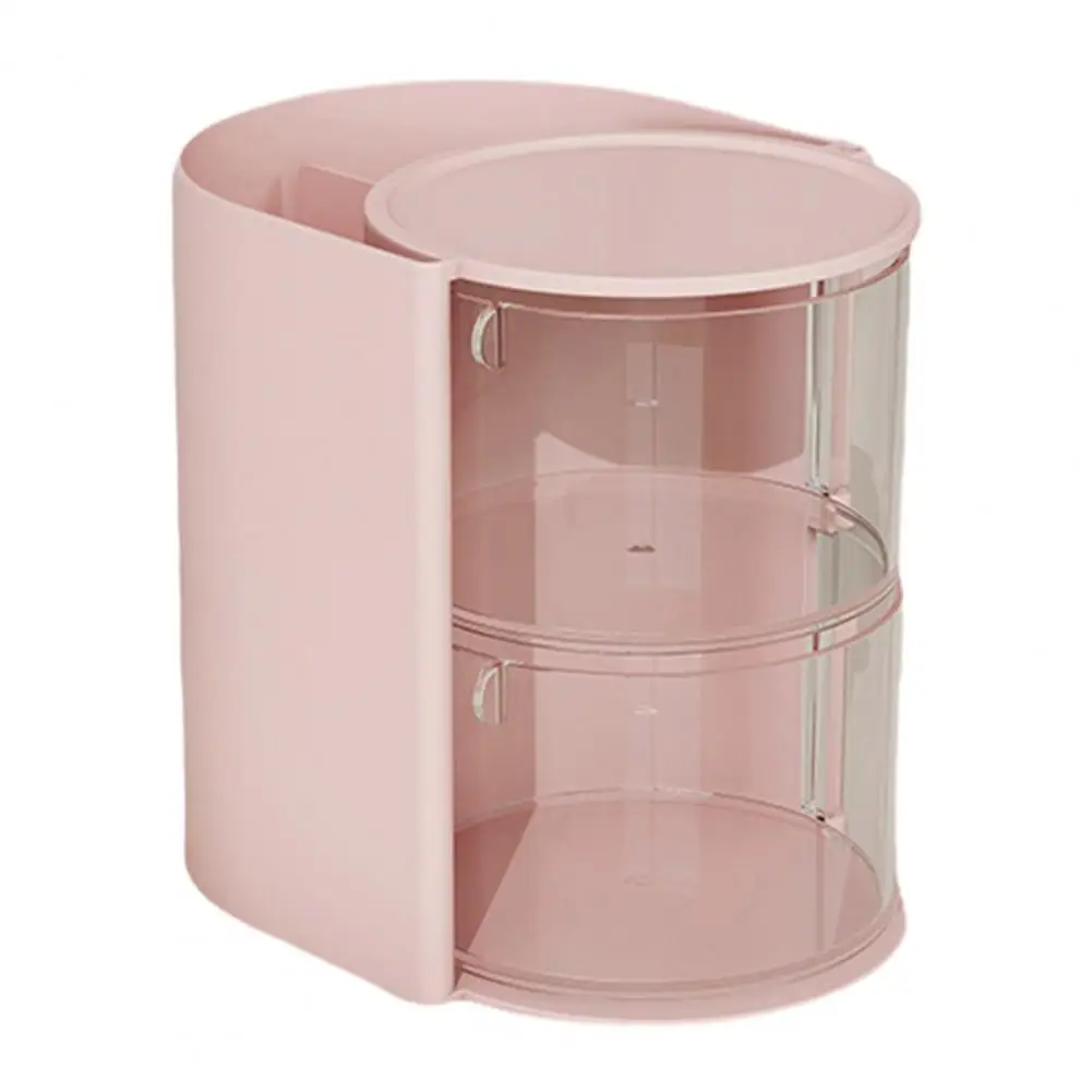 Desktop Makeup Organizer Makeup Sponge Storage Box Rotary Powder Puff Organizer Box Transparent Multi-layer Cosmetic Storage