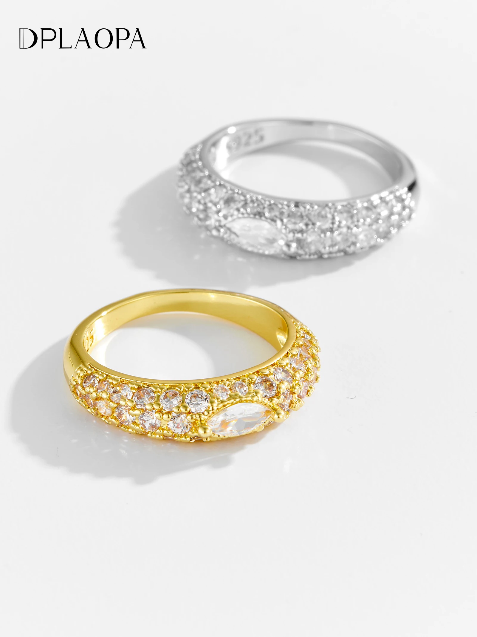 

DPLAOPA 925 Sterling Silver MarquIse Round CZ Zircon Ring 2025 Women Luxury Trendy Fine Wedding Anniversary Gift Jewelry