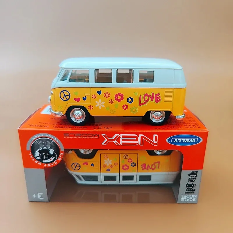 원래 상자 T1 버스 트럭 자동차 합금 풀백 자동차 모델 소년 컬렉션 선물 정적 디스플레이