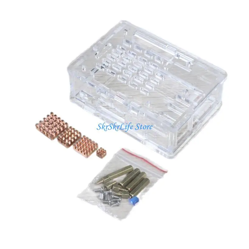 E65E para RPI 5 Case disipación calor acrílico Soporte cubierta cubierta del ventilador enfriamiento.