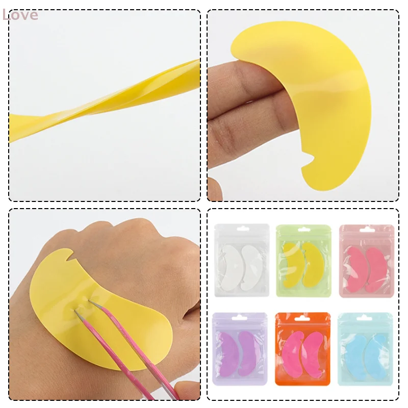 [L & P] 1 par de almohadillas para los ojos reutilizables en forma de U, parches de silicona para extensión de pestañas a rayas, aislamiento debajo de los ojos