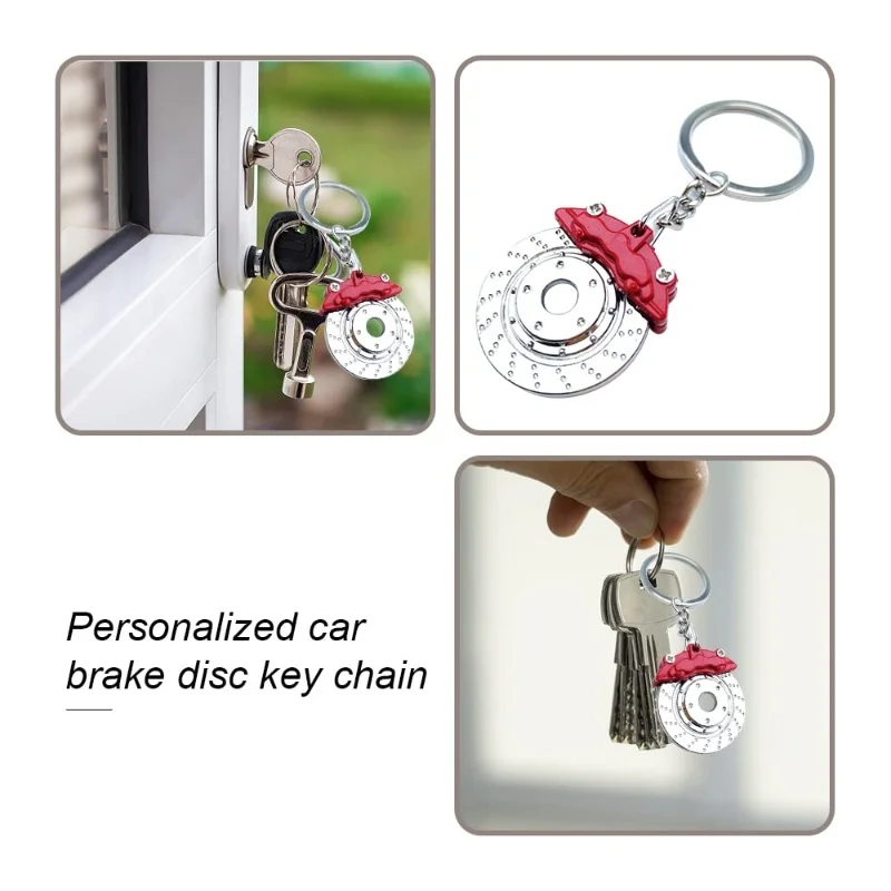 Brake Disc Keychain Creative Modified Car Disc Keychain Creative Chain Mini Wheel Caliper Keyring for Bag Mobile Phone