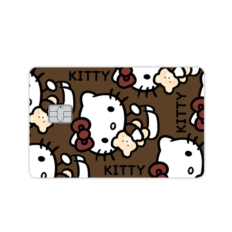 Dessin animé mignon Pochacco Kuromi Pom Pom Purin cannelle Anime imperméable peau Film autocollants crédit Bus Debt banque Visa carte couverture