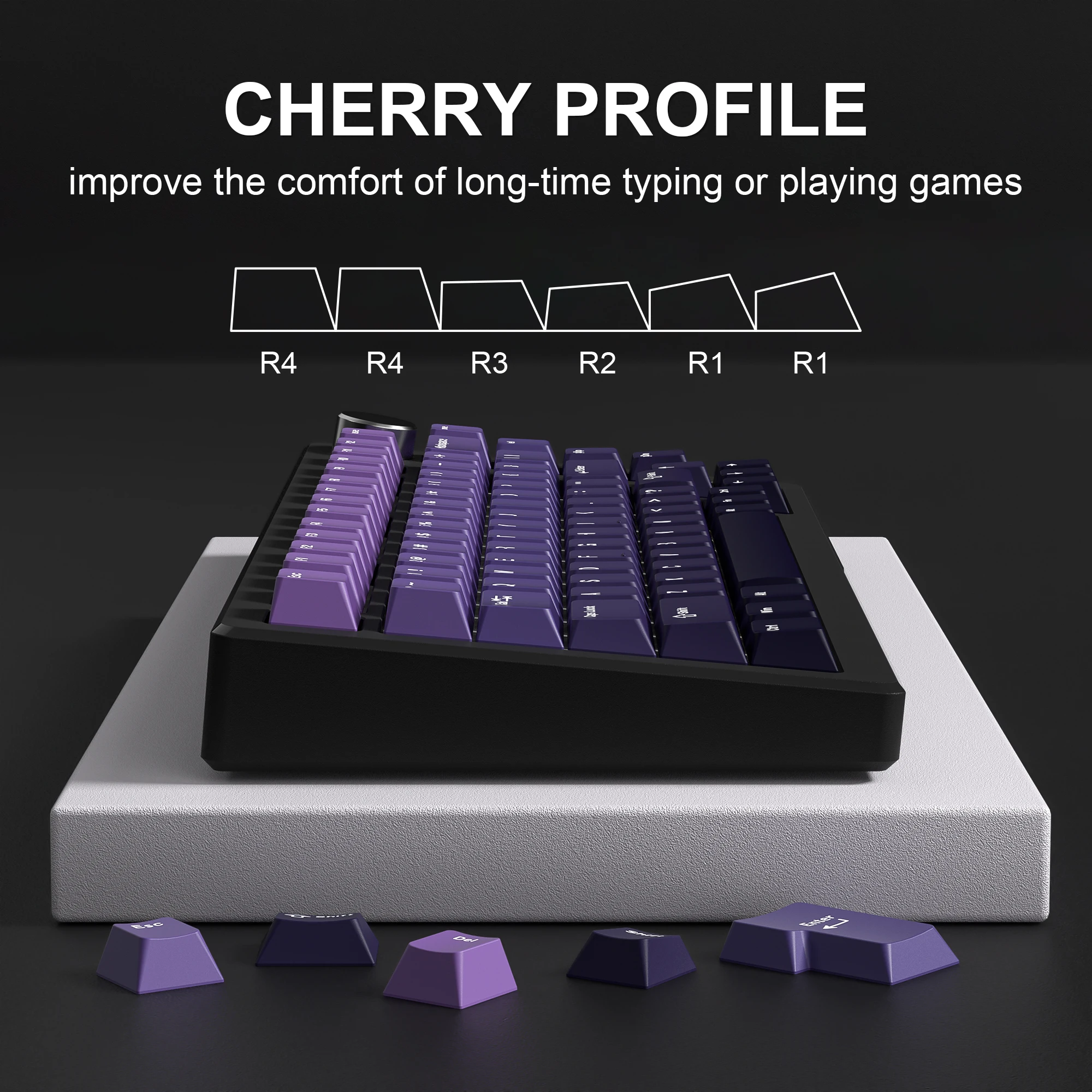 132 teclas pbt keycaps cereja perfil roxo duplo tiro tampas para