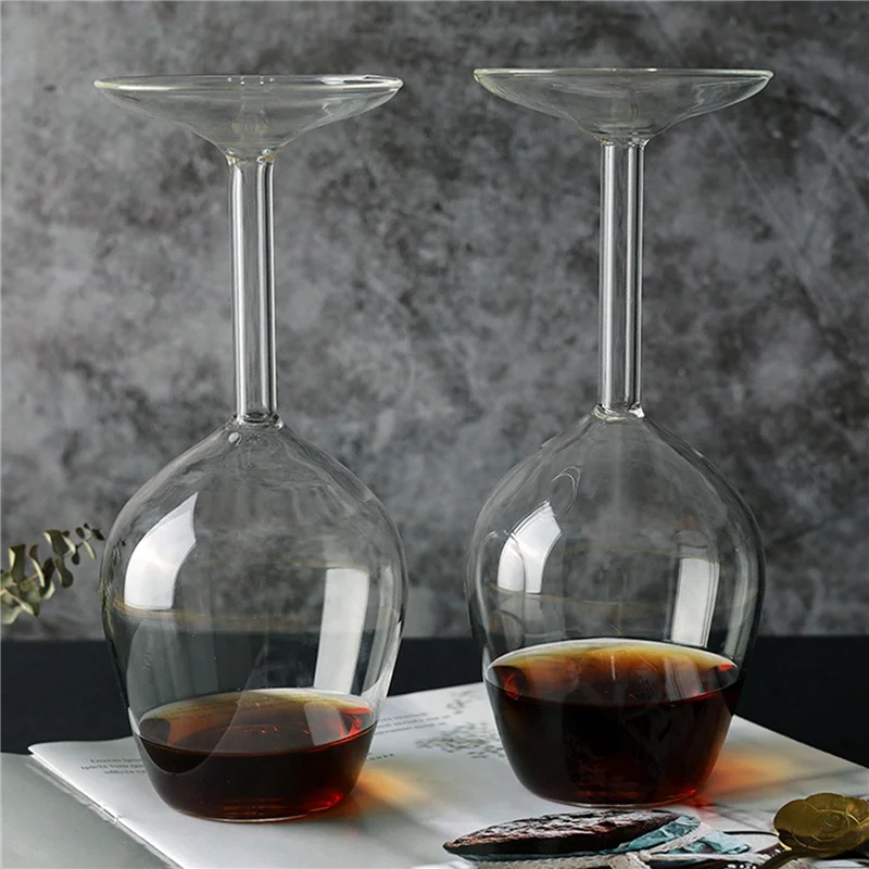 

A74U 2X Long Stem Upside Down Wine Glass Funky Unique Stemmed Wine Glasses Upside Down Long Stem Wine Glasses