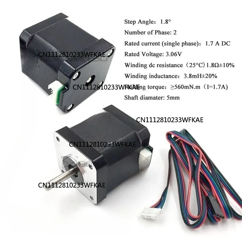 For Nema17 Stepper Motor 48mm 17HS19-2004S1 Motor 59Ncm (84oz.in) 2A 4-lead Nema 17 Stepper for CNC Laser 3D Printer