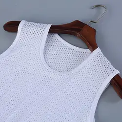 Men's Mesh Tank Tops Gym Transparent Bodybuilding Sleeveless Shirt Fitness Vest Men Casual Muscle Workout Tank Cooling Men Vest