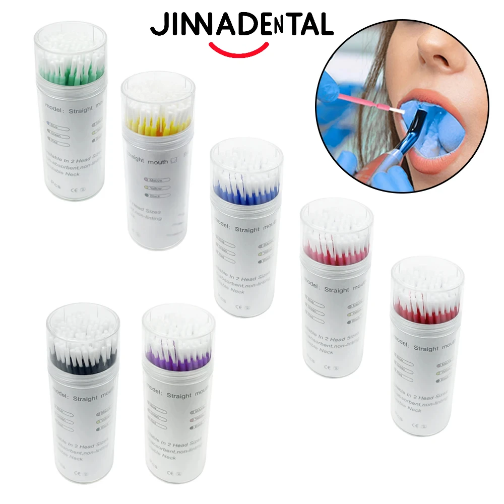 100Pcs/Bottle Dental Micro Brushes Disposable Long Micro Brush Bendable Dentistry Care Makeup Oral Cleaning Tools Applicators