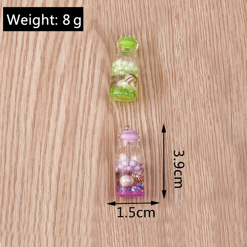 Tusember 5 Stück Glasfläschchen Muschelperlen Fläschchen-Anhänger für Ohrringe DIY Schlüsselanhänger Armbänder Schmuckherstellung Zubehör – Detail 1