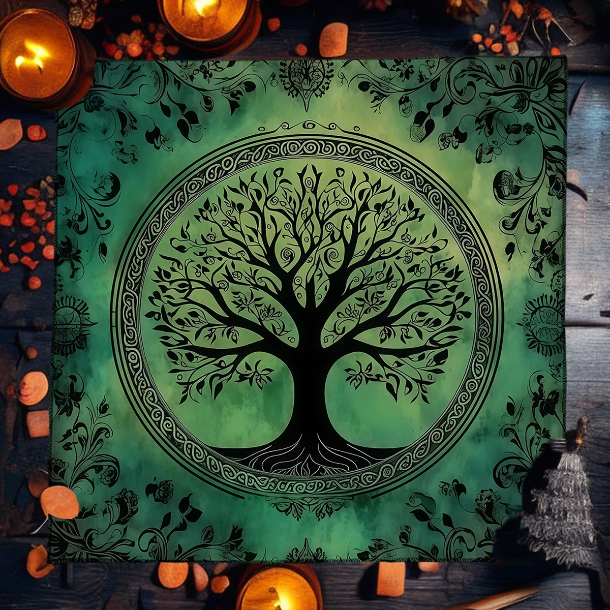 50/75/110/137cm Tarot Mat The Tree Of Life Tarot Card Tablecloth Altar Cloth Witch Tarot Cards Divination Cloth For Tarot Mat
