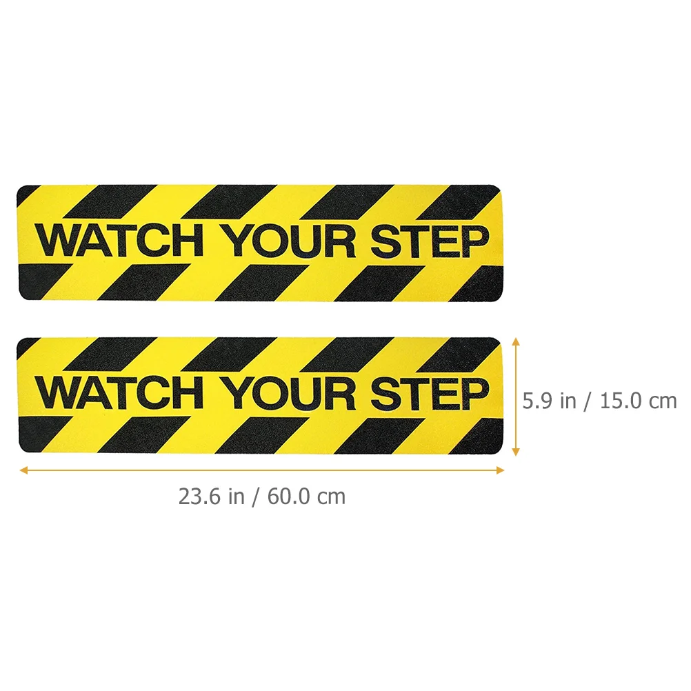 2 Pcs Anti Tape Stairs Caution Wet Floor Sign Decals PVC Sticker Strong Adhesive Premium Material Safety Warning Signs