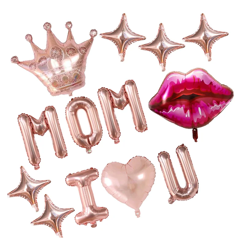 13 Teile/satz Glücklich Mutter der Tag Folienballons Große Krone Heliumballons MOM ICH Liebe Dich Party Dekoration Liefert Luft globos Geschenk