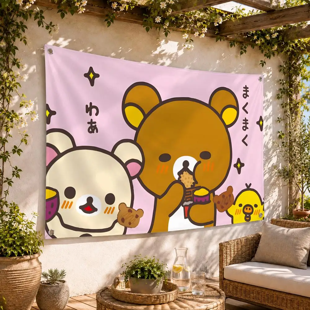 Cute Role R-Rilakkuma Flags Flag Soft Skin-friendly Durable Tapestry Outdoor Party Home Living Room Bedroom Decoration
