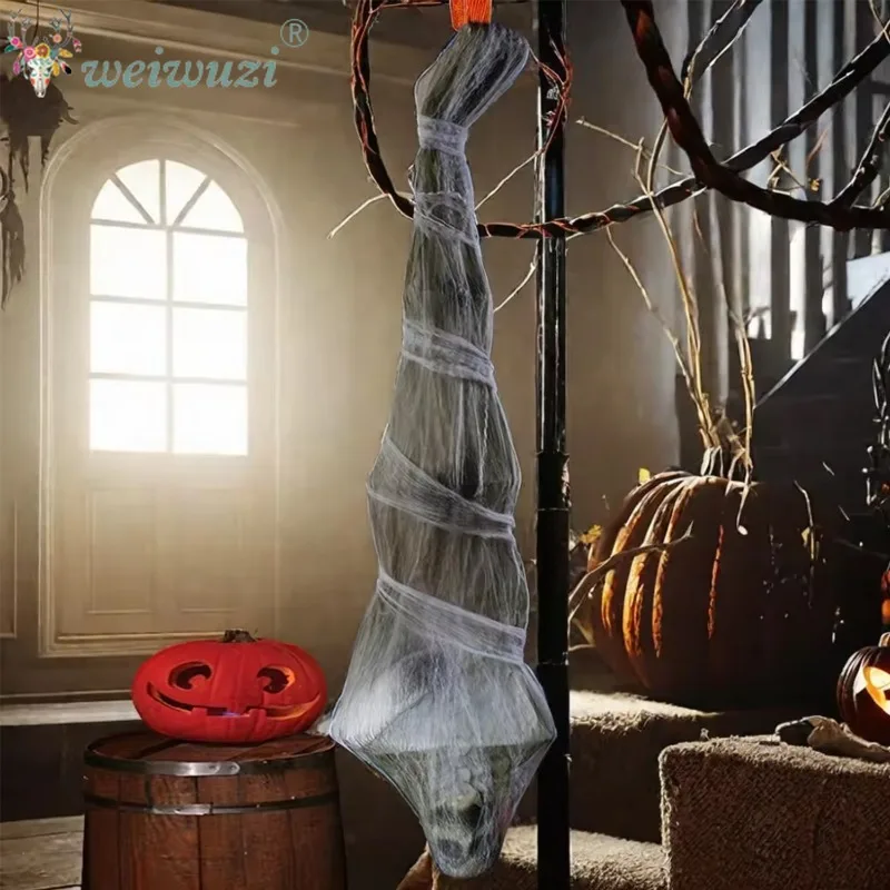 Halloween Costume Props Lifelike Hanging Mummy Prop Cosplay Costume for Haunted House Backyard and Spooky Party Horror Scene