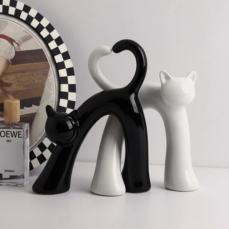 Creative Cat Figurine Luxury Home Decor Ornament for Wine Cabinet TV Stand Living Room Desktop Animal Statue Wholesale Gift