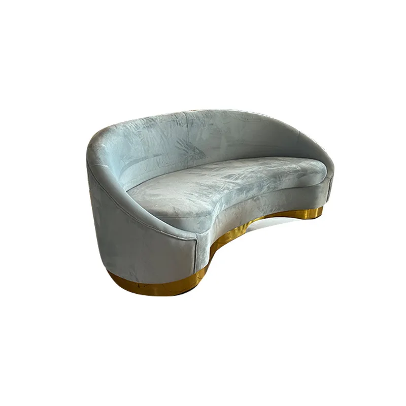 

Nordic light luxury creative curved leisure lazy fabric sofa stainless steel wedding hotel meeting room reception sofa