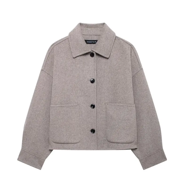 

Autumn Winter New Arrival Women's Casual Double-Sided Wool Blend Jaet Versatile Slimming Outerwear Faionable Loose Fit
