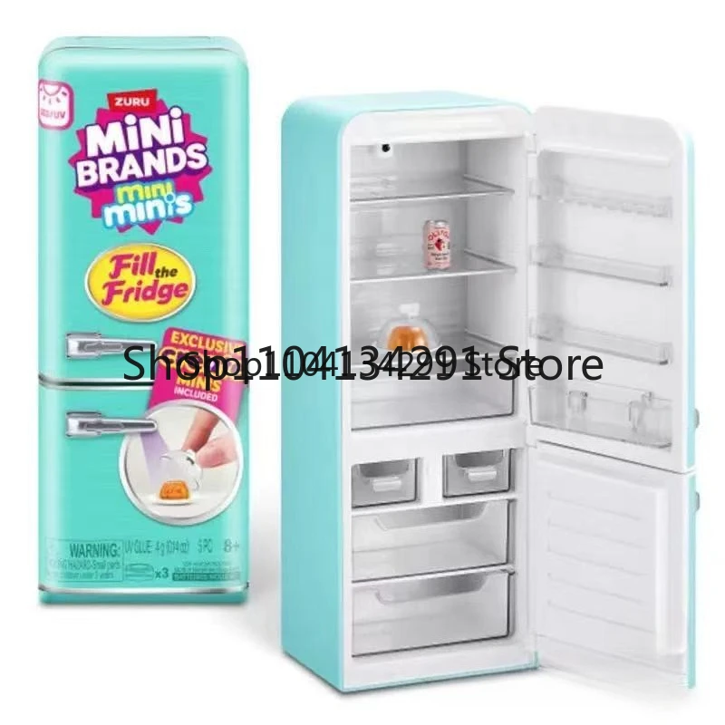 الأصلي ZURU ثلاجة صغيرة لعبة صغيرة صندوق أعمى مجموعة مسرح مصغرة ألعاب طعام دمية الدعائم مفاجأة الكرة