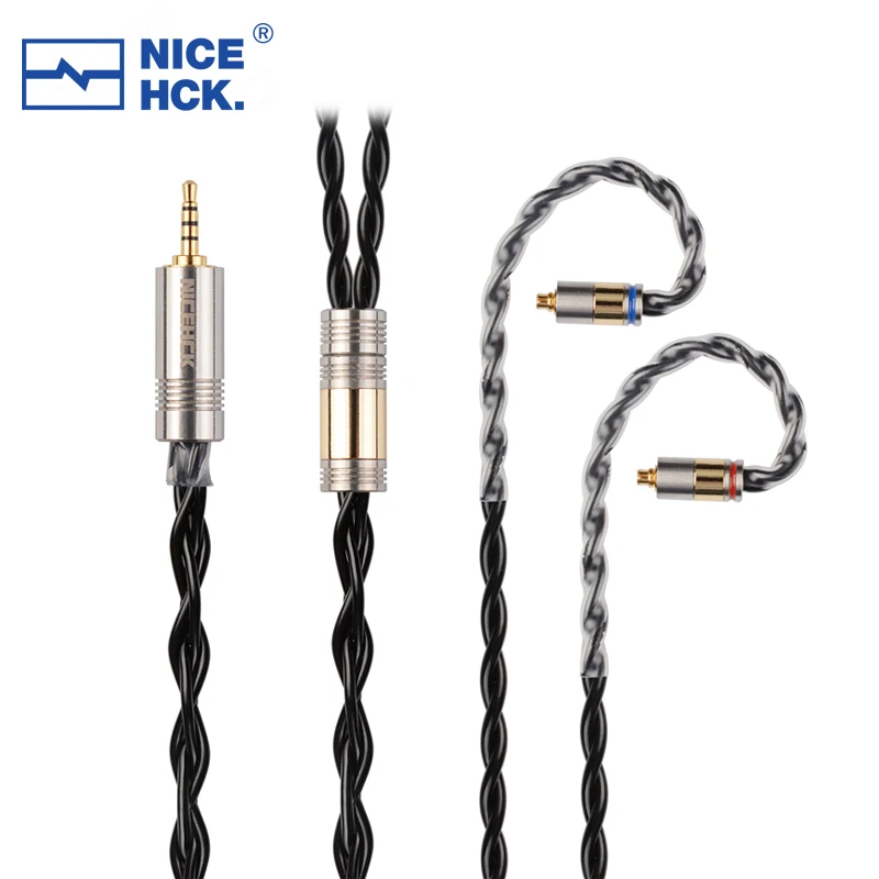 NiceHCK BlackCat Earbud Cable Zinc Copper Alloy Oil Soaked Earphone Wire 3.5/2.5/4.4mm MMCX/0.78mm/QDC/N5005 Pin for FH5 Bravery