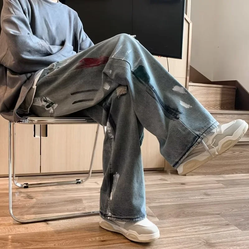 

Свободные прямые мужские джинсы fiti Sle, повседневная одежда, осень-зима, большие размеры 300, сум Гонконг Sle Street Faion