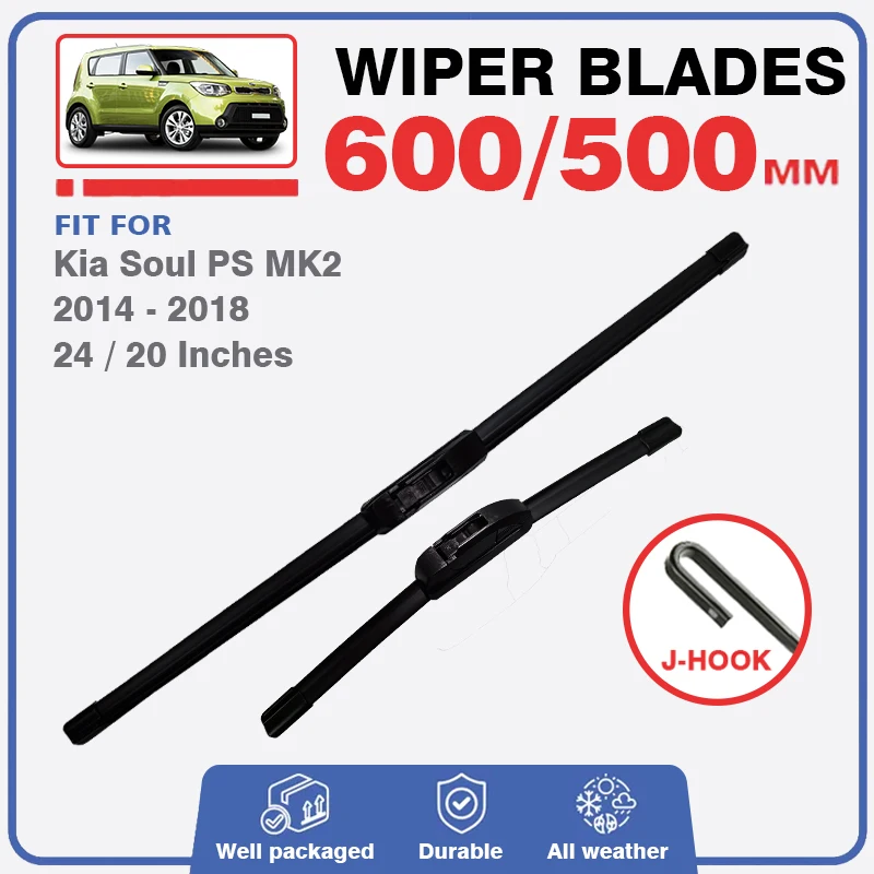 Front Wiper Blades For Kia Soul PS MK2 2014 2015 2016 2017 2018 EV Windscreen Windshield Window Back Rubber Car Accessories