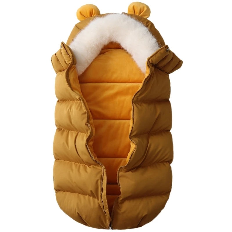 2024 Winter Toddler Footmuff for Strollers with Warm Hoodie Feature Detachable Soft Plush Collar Baby Sleeping Bag